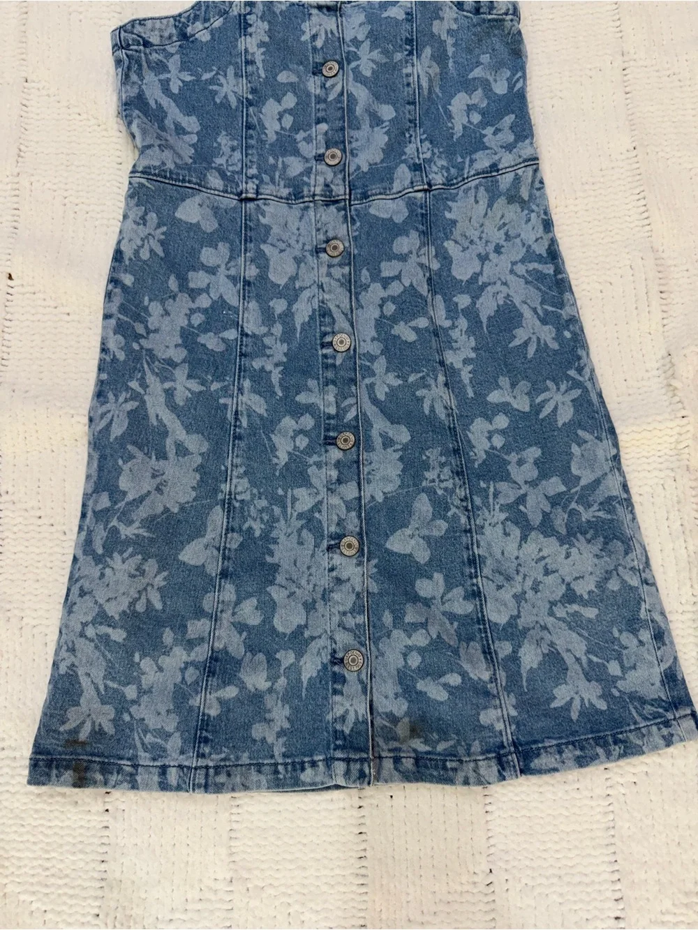GAP Kids Floral Denim Button Front Dress Blue XXL 14-16 Sleeveless